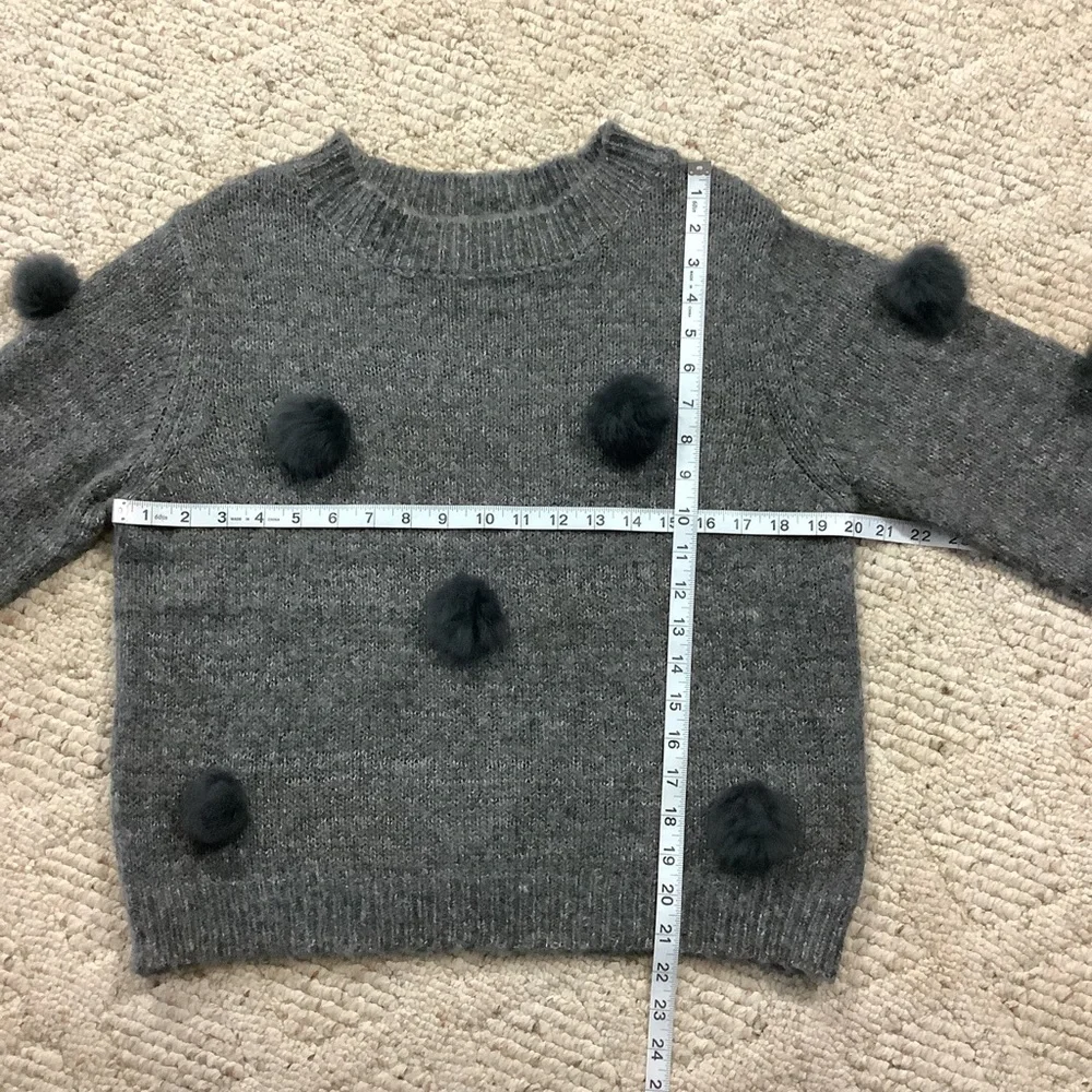 Cliche’ Pom Pom Gray Marled-Knit Wool Sweater 185